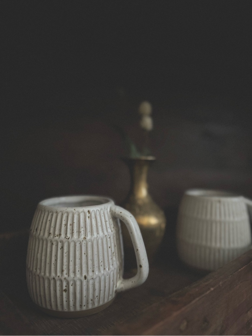 Artisan-Style Stoneware Mugs | Neutral Rustic Coffee Tea Cups Set of 2